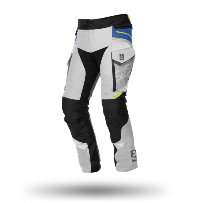 Kalhoty SPYKE EQUATOR DRY TECNO - DAKAR collection textilní, barva šedá/modrá/reflexní žlutá