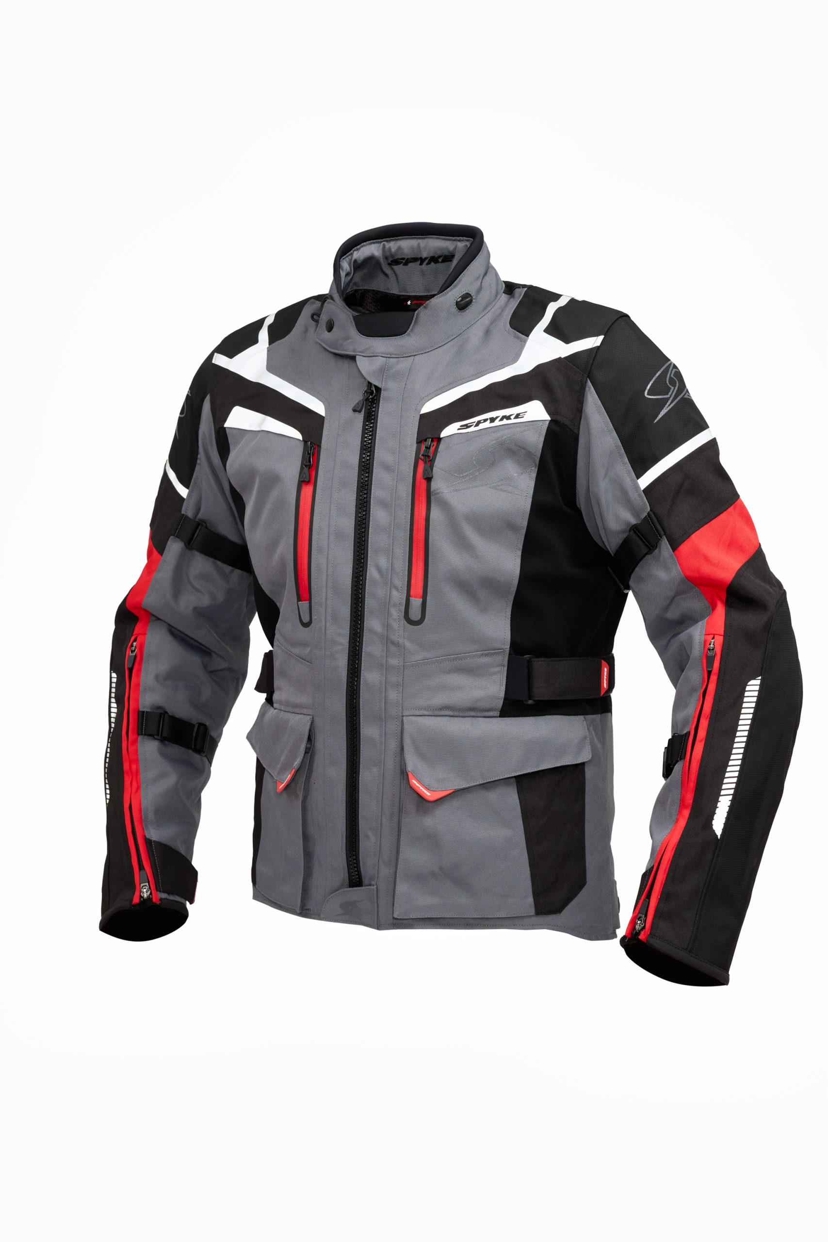 Bunda SPYKE COMPASS DRY TECNO barva černá/červená/světle šedá